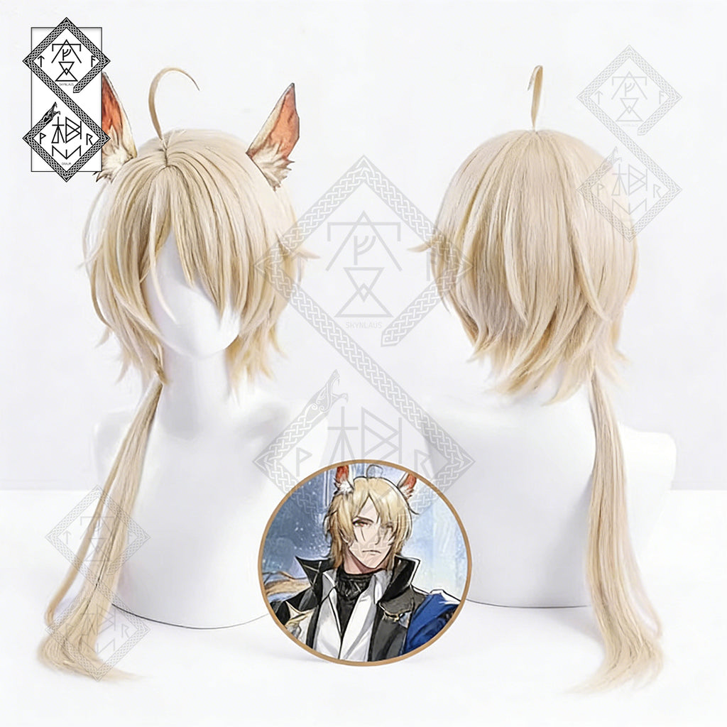 Arknights Mlynar Cosplay Wig – Short Braid with Animal Ears, Heat Resistant Synthetic Hair