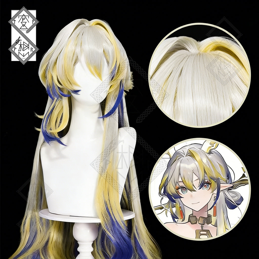 Cosplay Wig Long Layered Gradient Highlights with Detachable Twin Ponytails Arknights Shu