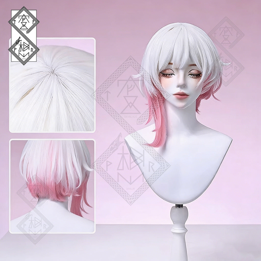 Magical Girl Witch Trials Ema Sakuraba Cosplay Wig – Pink & White Ombre, Realistic Synthetic Wig with Natural Hairline, Heat Resistant