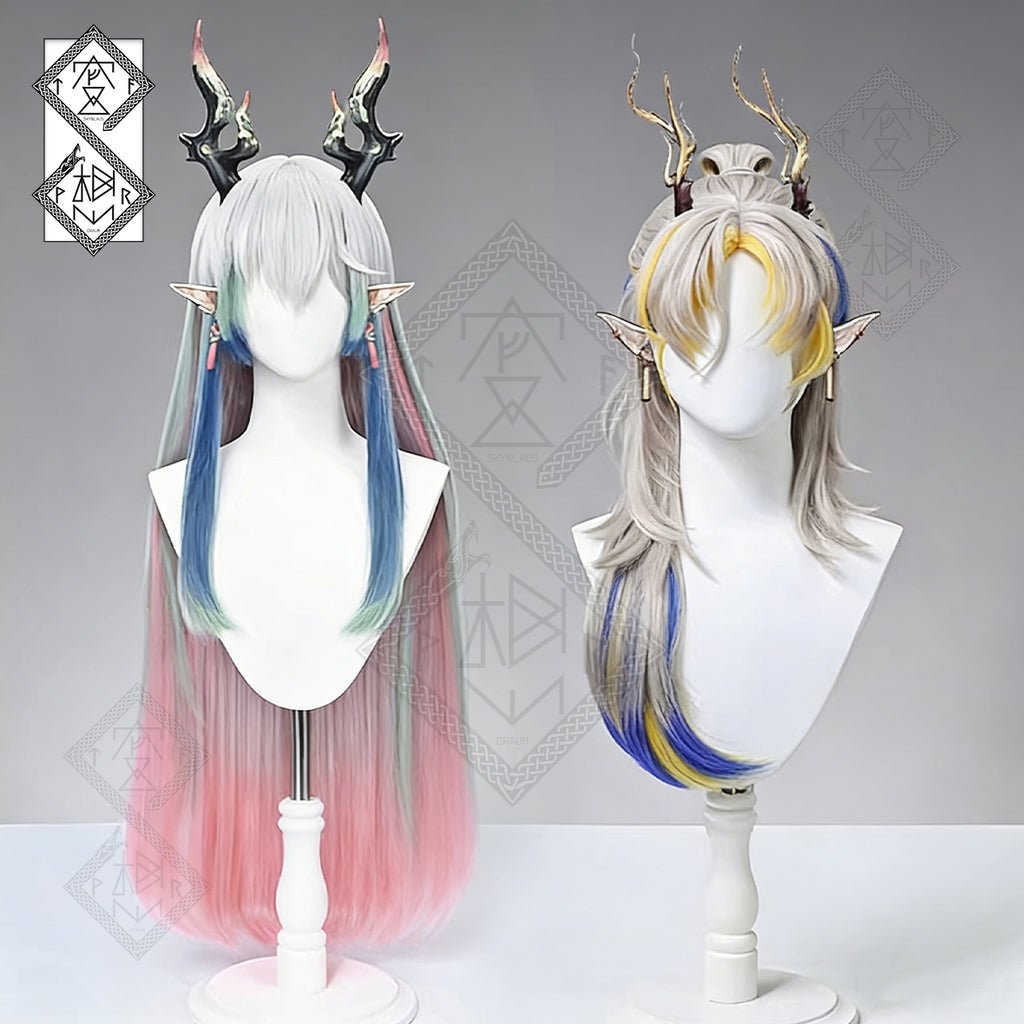 Arknights Yi & Ji Cosplay Wig Gradient Ombre Synthetic Anime Costume Hair(Yi Ver.1)