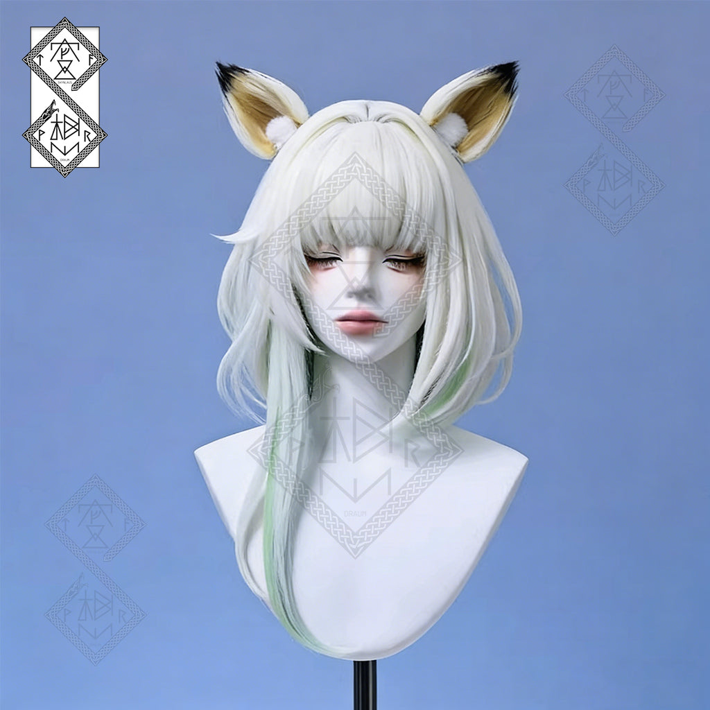 Arknights Kal'tsit Echo of Time Cosplay Wig – Gradient Tips, Detachable Tricolor Ears, Heat Resistant Synthetic Hair