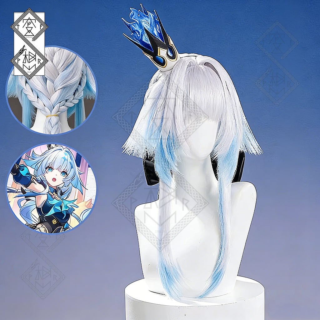 Honkai: Star Rail Cerydra Cosplay Wig – White to Sky Blue Gradient Anime Wig, Heat Resistant Synthetic Hair