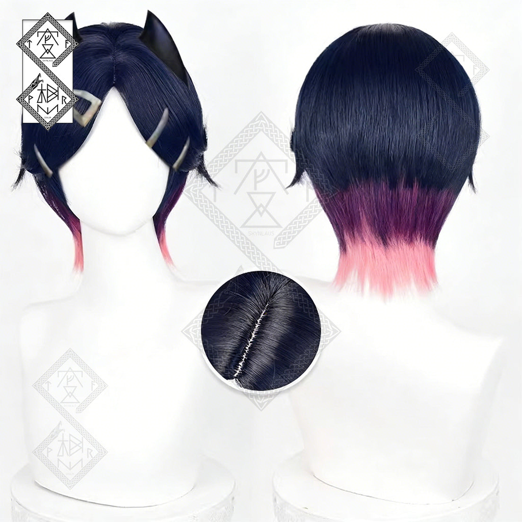 Valorant Clove Cosplay Wig Ombre Mixed Color Anime Wig Heat Resistant Synthetic Hair for Halloween Costume