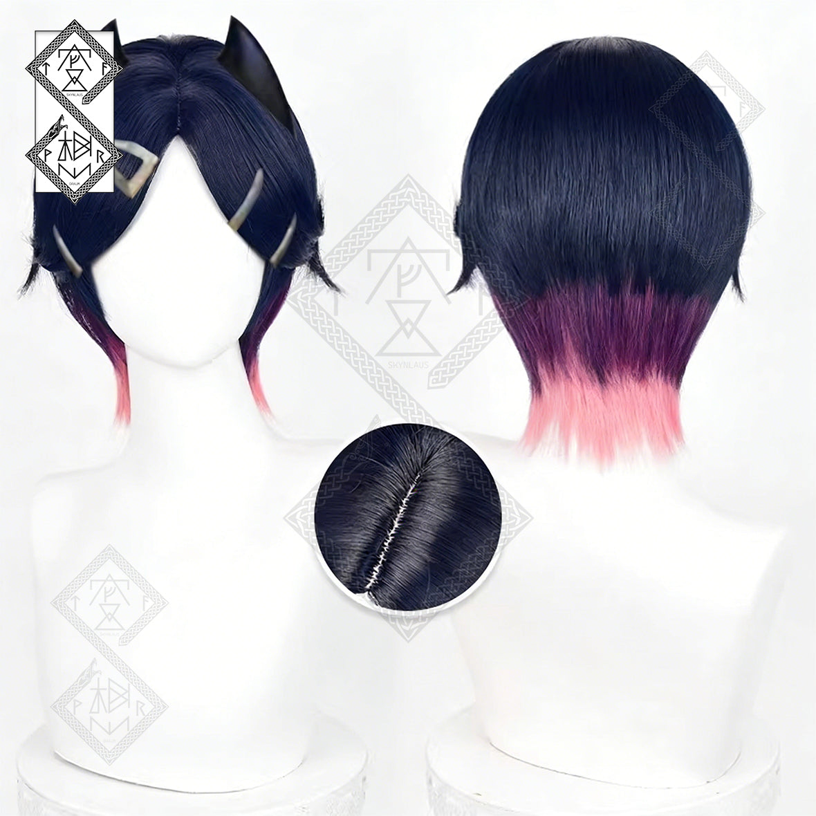 Valorant Clove Cosplay Wig Ombre Mixed Color Anime Wig Heat Resistant Synthetic Hair for Halloween Costume