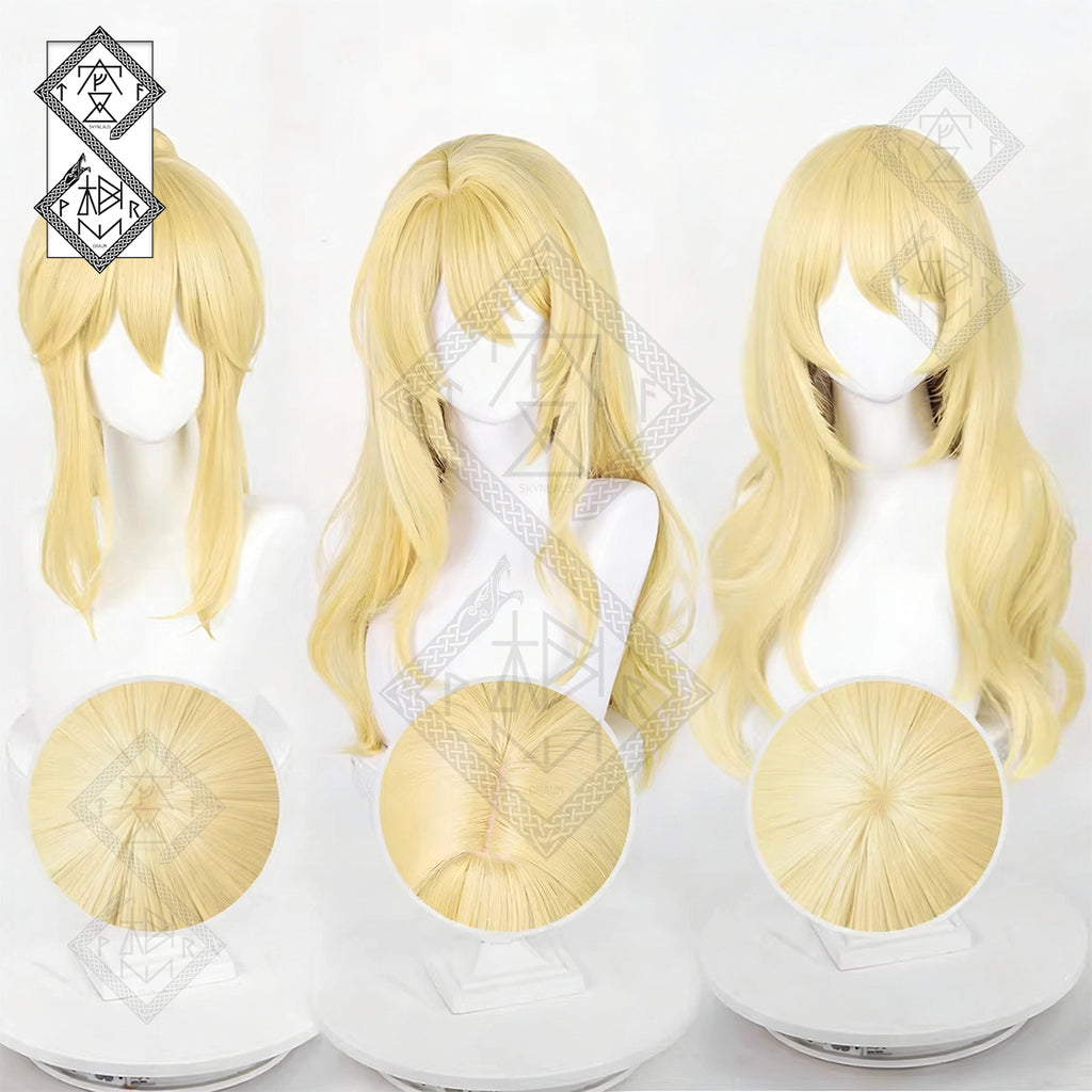 Kaori Miyazono Cosplay Wig Your Lie in April Blonde Curly Anime Wig Heat Resistant Synthetic Hair(Style 1: Round Scalp Version)
