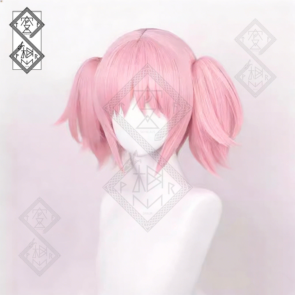 Madoka Kaname Cosplay Wig Puella Magi Madoka Magica Pink Twin Tails Anime Wig Heat Resistant Synthetic Hair(Style 1: Short Hair Version)