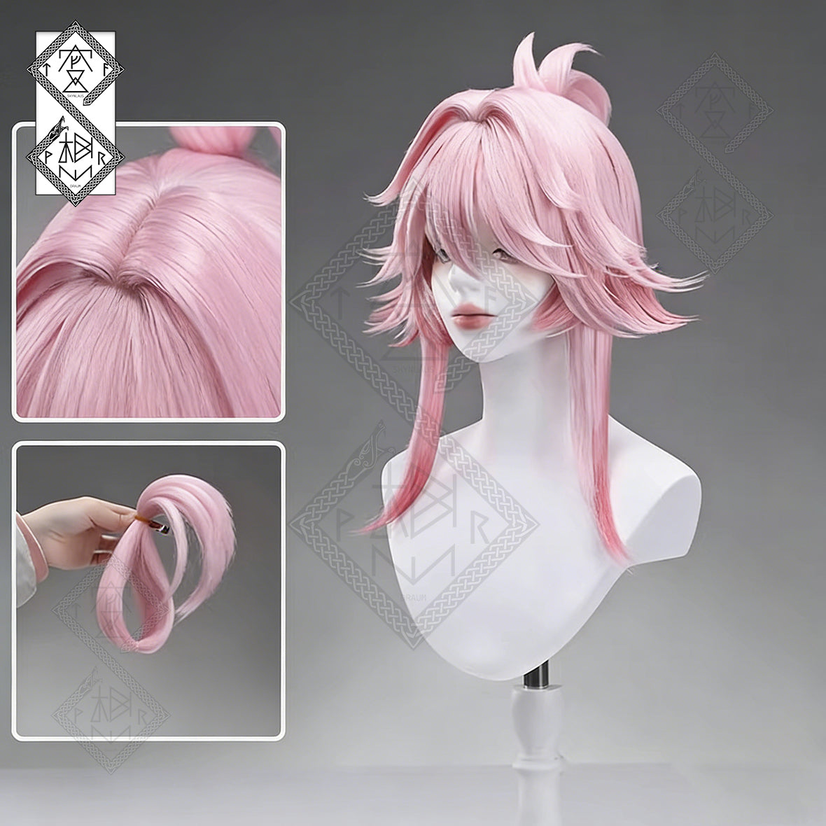 Honkai: Star Rail Evanescia Cosplay Wig – Twofold Paradise Style Fluffy Bun Wig Heat Resistant Synthetic Hair