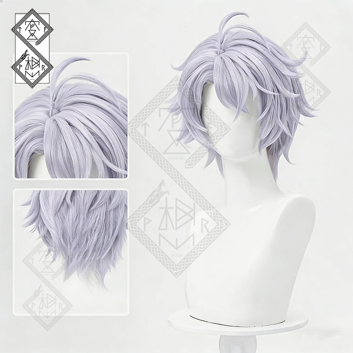 Honkai: Star Rail Phainon Cosplay Wig – Short Flipped Ends Anime Synthetic Hair(White Purple Style)