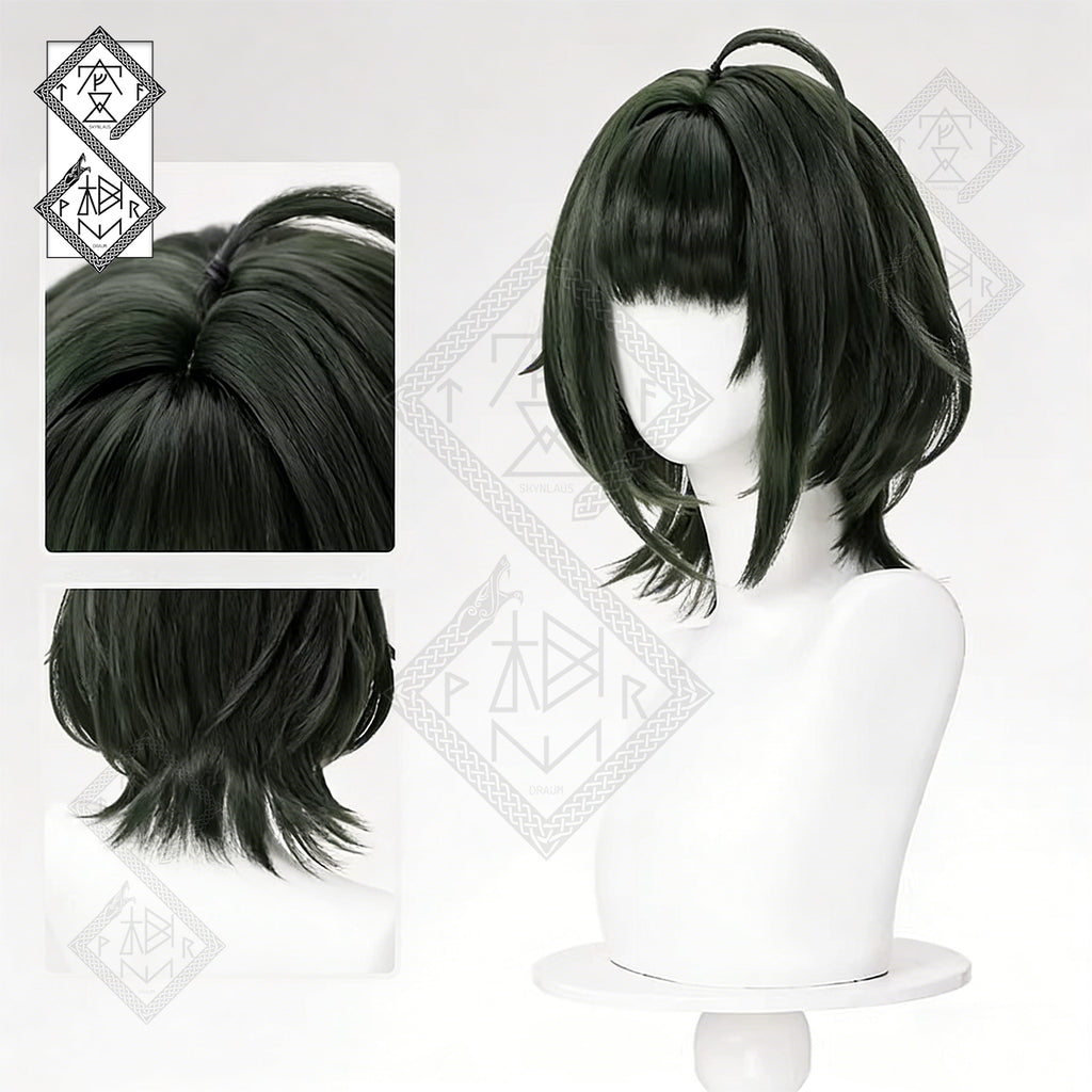 Arknights Endfield Administrator B Cosplay Wig – Short Bob Cut Brown Hair | Anime Cosplay Wig for Women(Green Style)