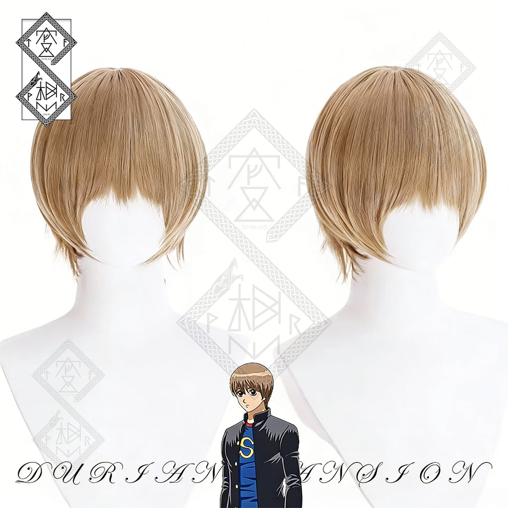 Gintama Okita Sougo Cosplay Wig Anime Silver White Wig Heat Resistant Synthetic Hair for Halloween Costume Party
