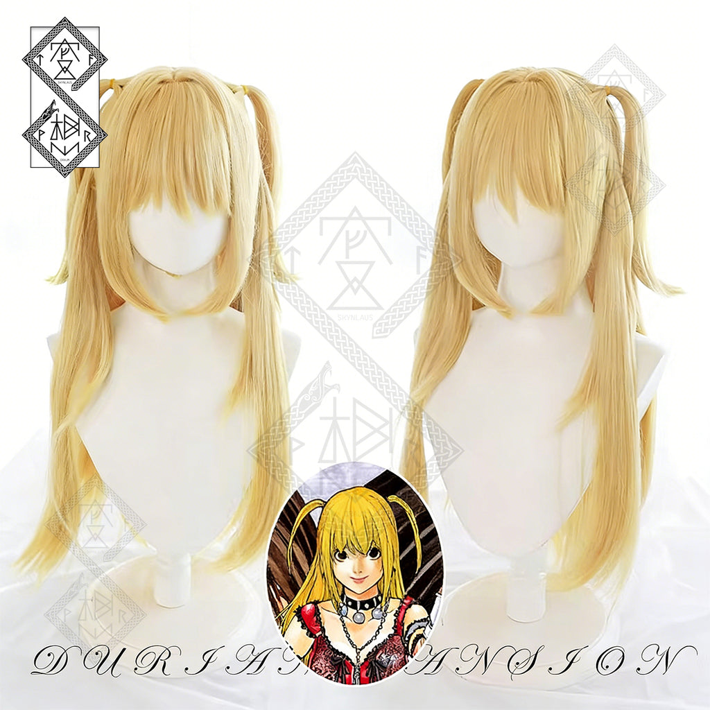 Death Note Misa Amane Cosplay Wig Blonde Anime Wig Heat Resistant Synthetic Hair for Halloween Costume Party