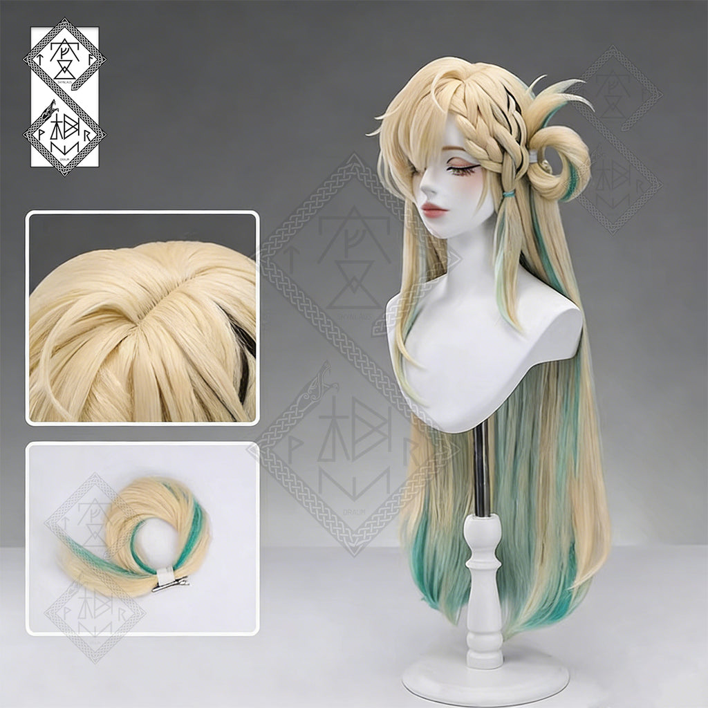 Wuthering Waves Lynae Cosplay Wig – Gradient Braided Hair with Detachable Hair Rings