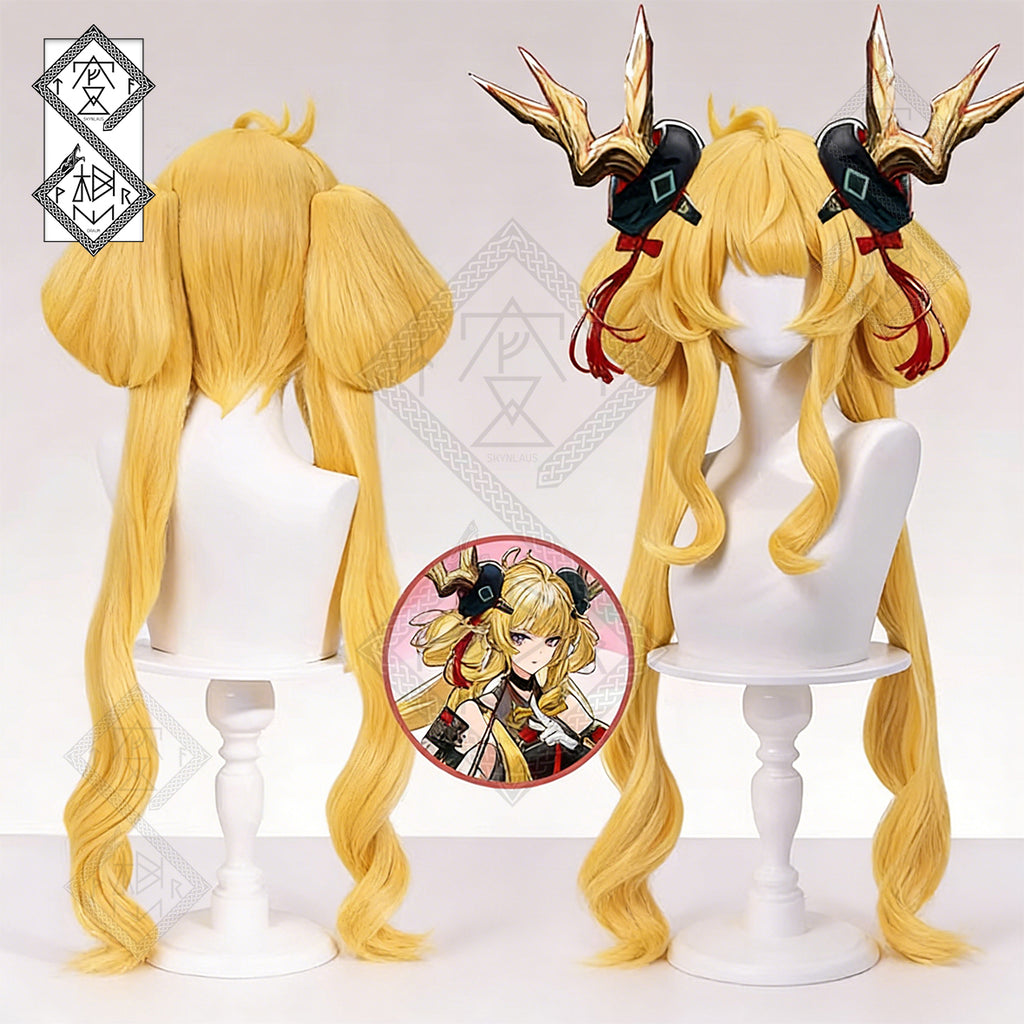 Arknights Leizi the Thunderbringer Cosplay Wig – Curly Hair with Realistic Scalp, Pre-Styled, Heat Resistant, Clip-In Design for Cosplay & Halloween