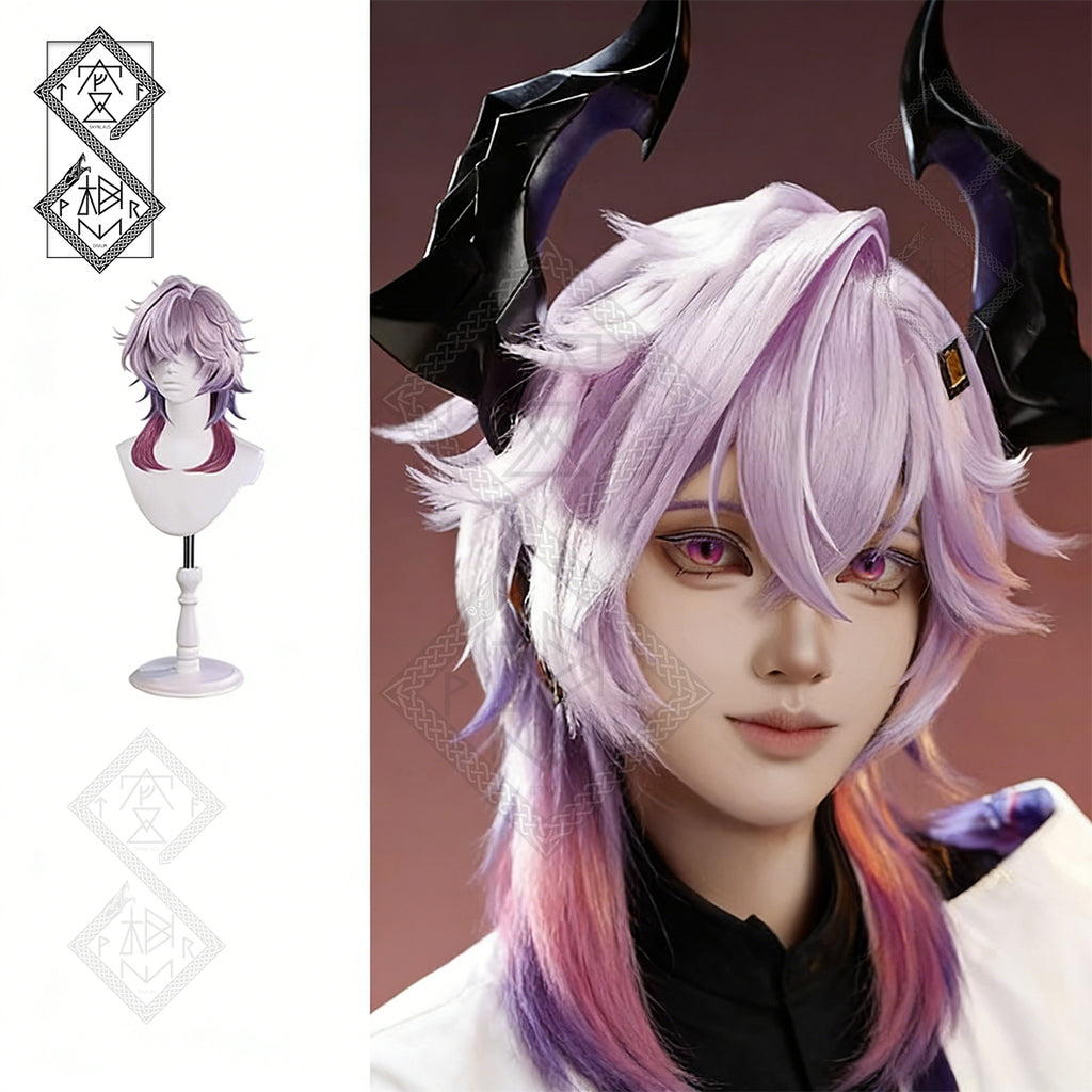 Genshin Impact Durin Cosplay Wig – Gradient Bangs Mullet Style Synthetic Hair, Heat Resistant Anime Costume Wig