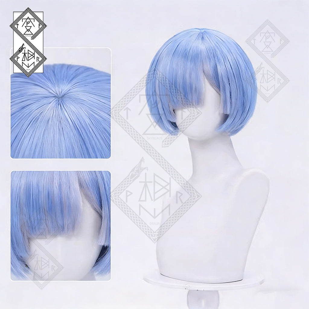 Re:Zero Rem Cosplay Wig Short Blue Anime Maid Hair Heat Resistant(Short Wig Ver.1)