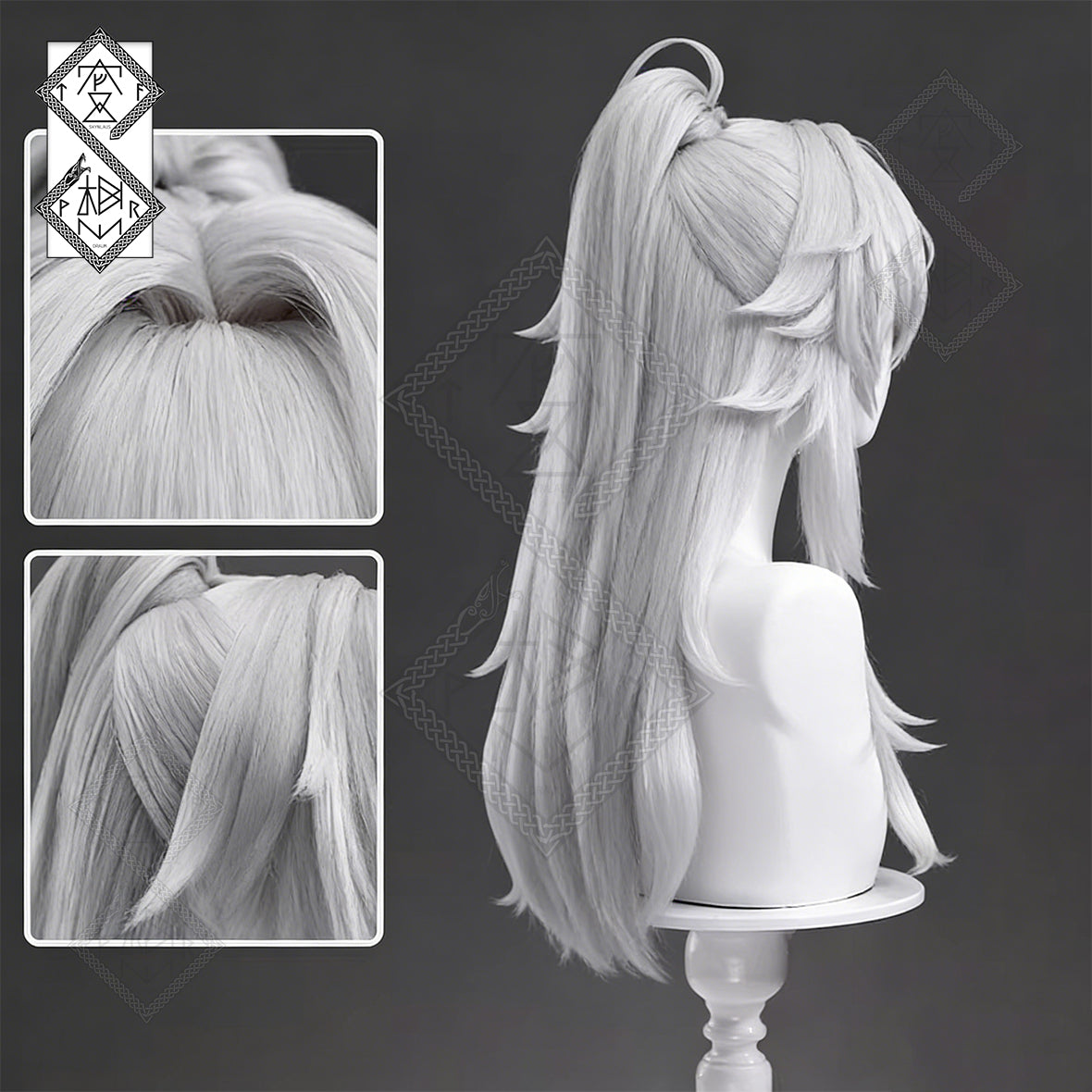 Honkai: Star Rail Jing Yuan Cosplay Wig – Long Silver Ponytail Wig, Heat-Resistant Synthetic Fiber for Men Costume