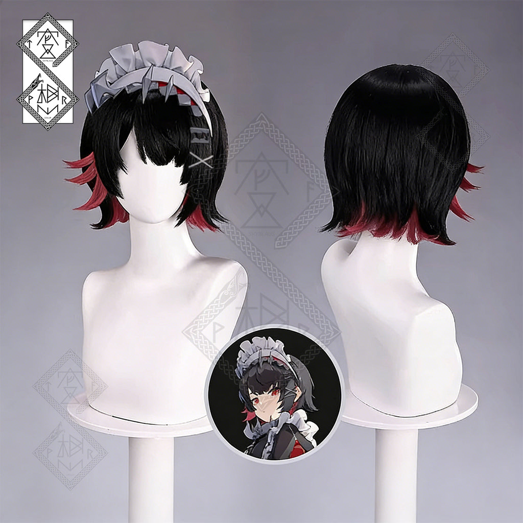 Zenless Zone Zero Ellen Joe Cosplay Wig – Shark Girl Black Red Highlight Wig | Anime Game Cosplay Hair | Heat Resistant Synthetic Wig for Halloween Costume Women Men
