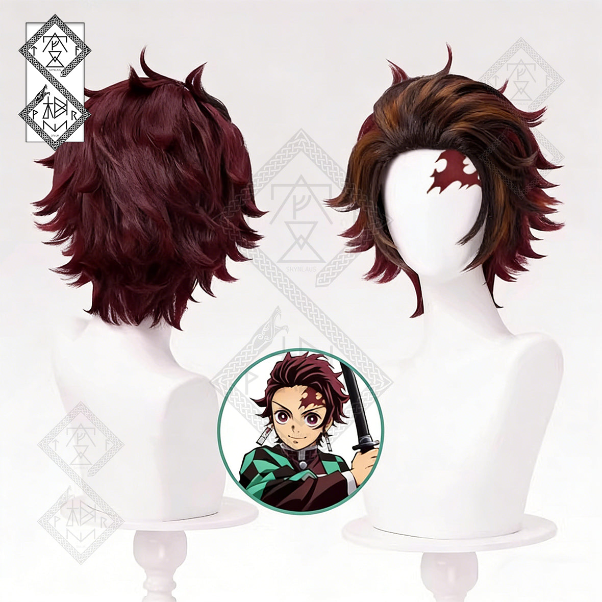 Demon Slayer Tanjiro Nezuko Cosplay Wig – Tanjiro Wig Short Anime Wig | Kimetsu no Yaiba Cosplay Hair Heat Resistant Synthetic Wig for Halloween(Ver.1)