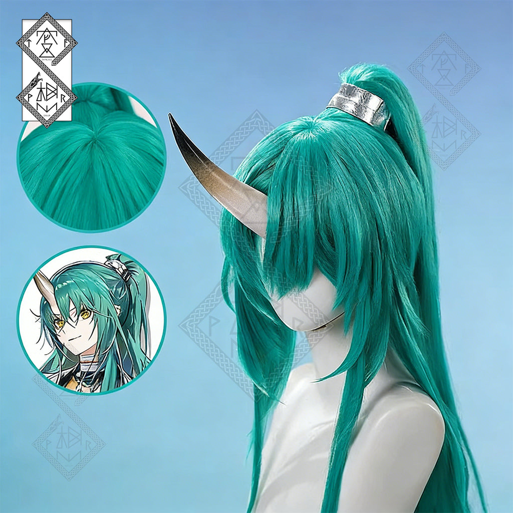 Arknights Hoshiguma Cosplay Wig – Ponytail Anime Wig | Realistic Cosplay Hair Heat Resistant Synthetic Wig for Halloween