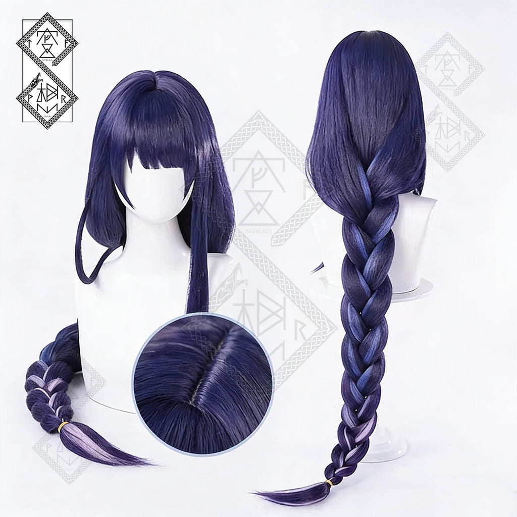 Genshin Impact Raiden Shogun Cosplay Wig – Long Purple Braided Anime Wig