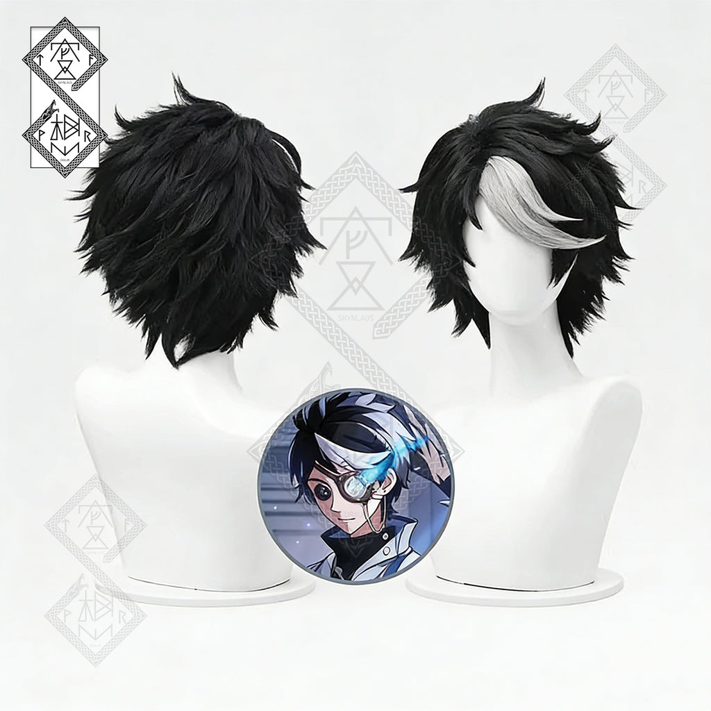 Identity V Seer Noir Cosplay Wig – Black White Short Teased Anime Wig