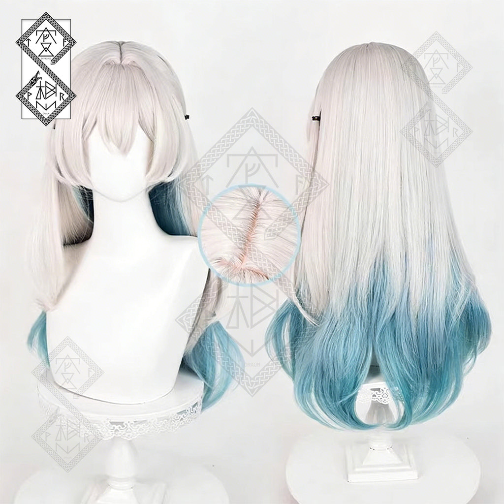 Honkai: Star Rail Firefly Cosplay Wig – Ombre Gradient Two-Tone Hair, Realistic Hairline, Heat Resistant(Style 1 - Two-tone Gradient)