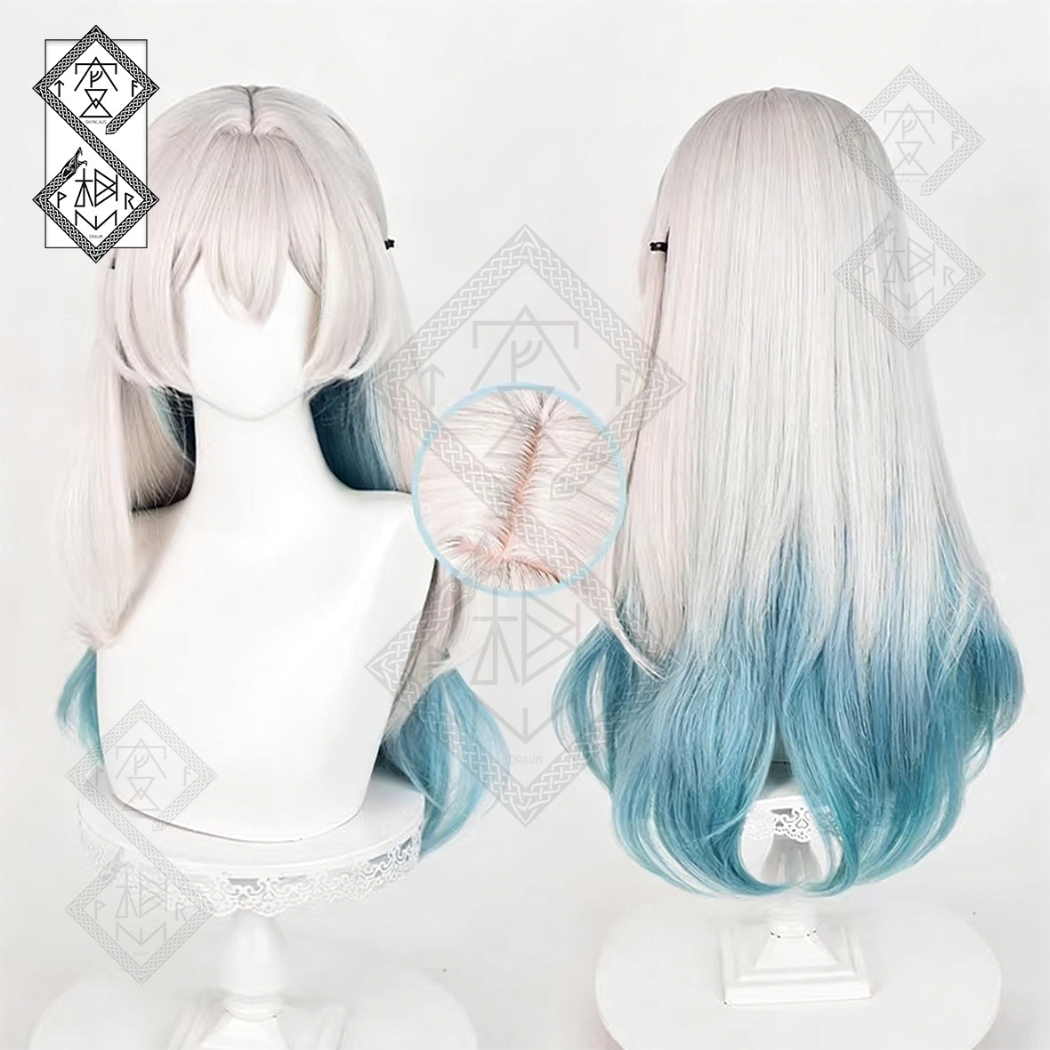 Honkai: Star Rail Firefly Cosplay Wig – Ombre Gradient Two-Tone Hair, Realistic Hairline, Heat Resistant(Style 1 - Two-tone Gradient)