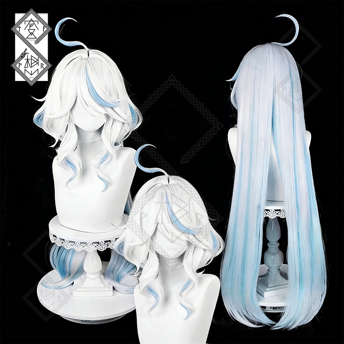 Genshin Impact Furina Focalors Cosplay Wig – Realistic Hairline, Heat Resistant Synthetic Wig(Style 1 Light Color: Cool Silver White)