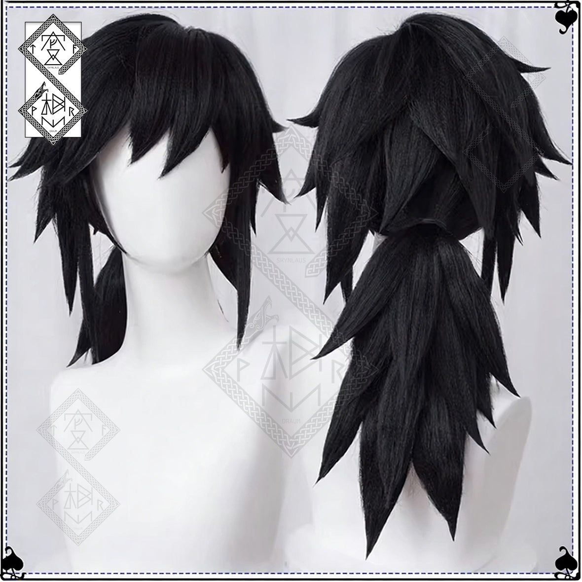 Demon Slayer Giyu Tomioka Cosplay Wig – Thick Fluffy Heat-Resistant Synthetic Hair, Easy Styling, Curled Ends, Anime Costume Wig (Version 2 Optional) Style 1 – Fluffy Wig Top