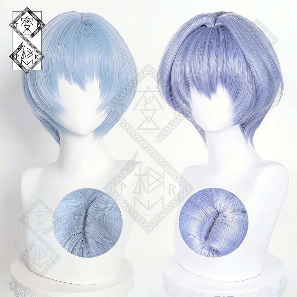 Neon Genesis Evangelion Rei Ayanami Cosplay Wig – Short Blue Hair, Natural Look, Heat-Resistant Synthetic Wig with Hair Accessories(Ver.1)