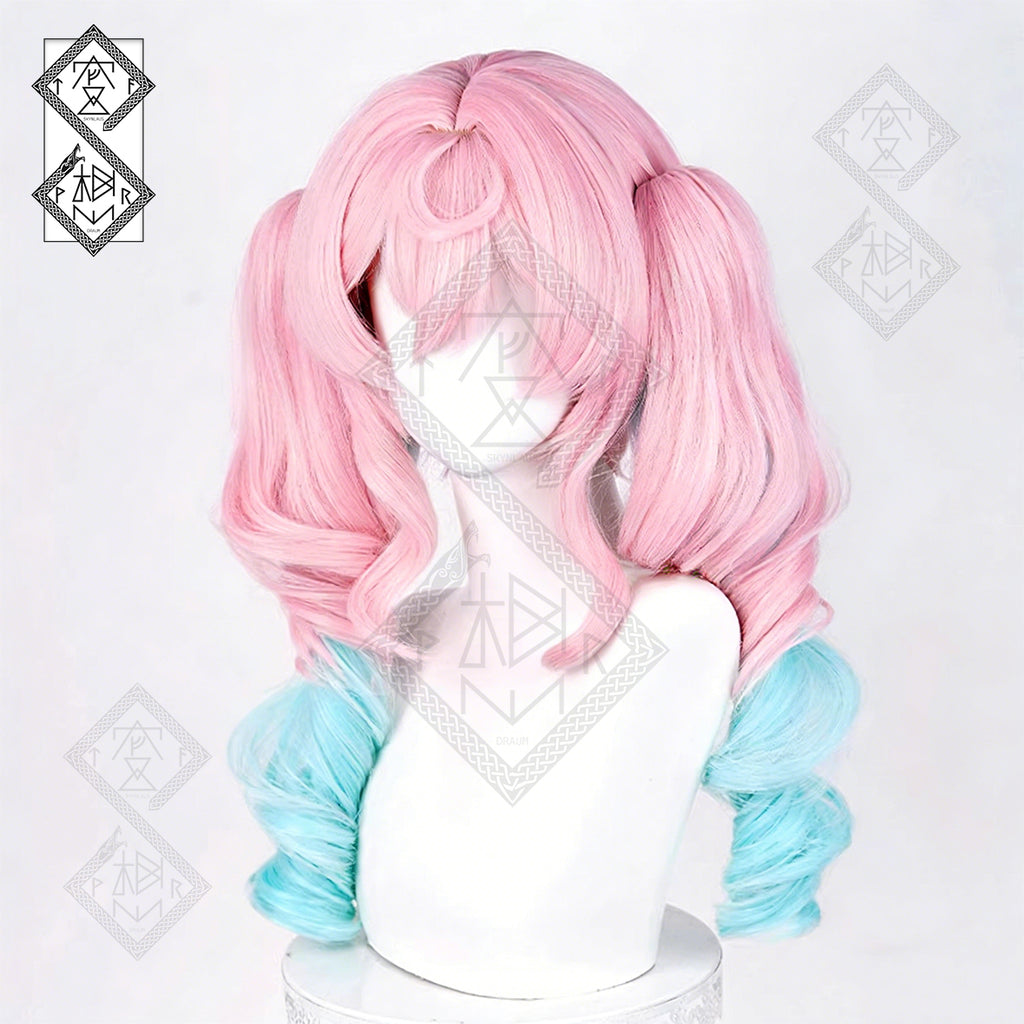 Honkai: Star Rail Hyacine Cosplay Wig – Layered Gradient Twin Tails, Clip-On Ponytails, Heat-Resistant Synthetic Hair (Version 2)