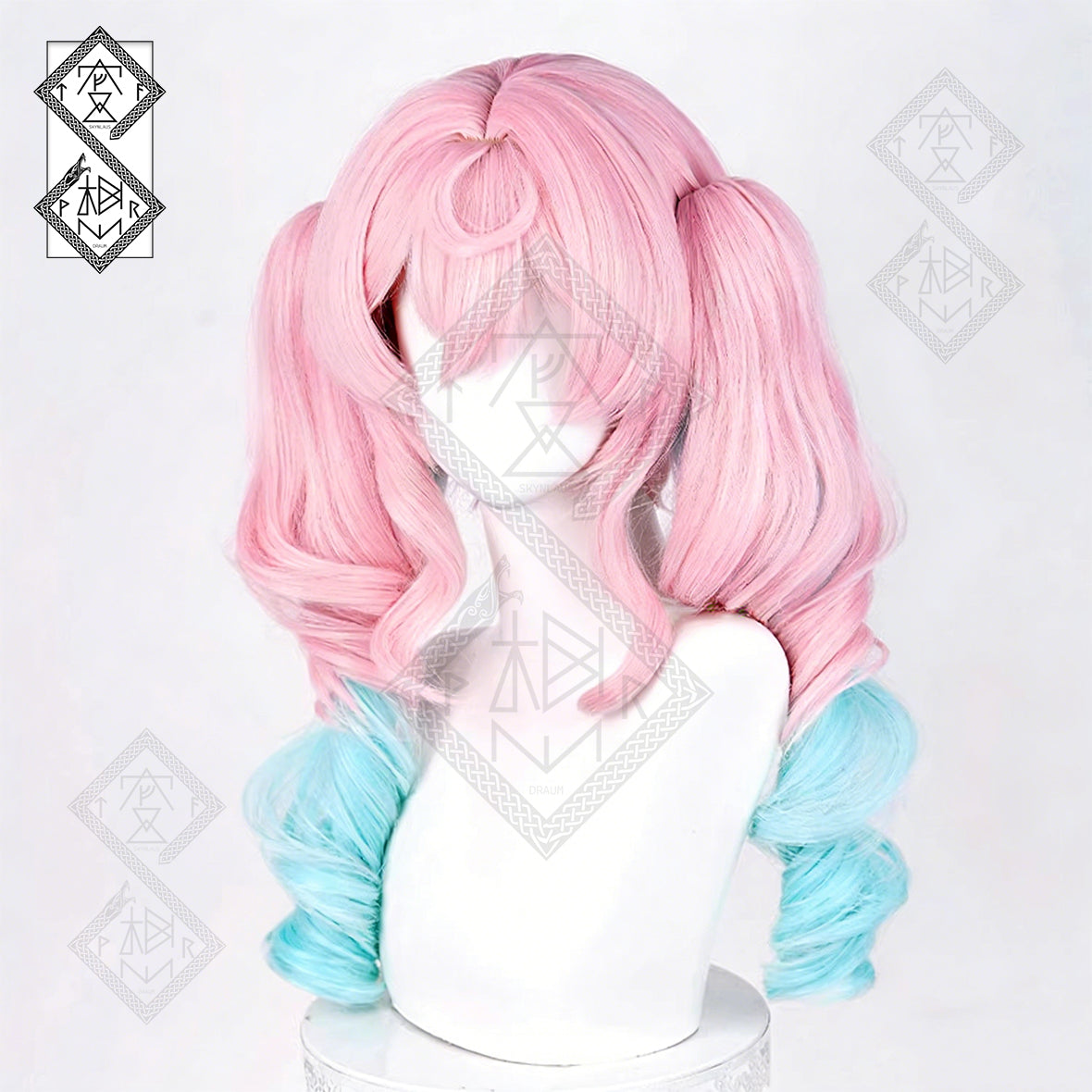 Honkai: Star Rail Hyacine Cosplay Wig – Layered Gradient Twin Tails, Clip-On Ponytails, Heat-Resistant Synthetic Hair (Version 2)