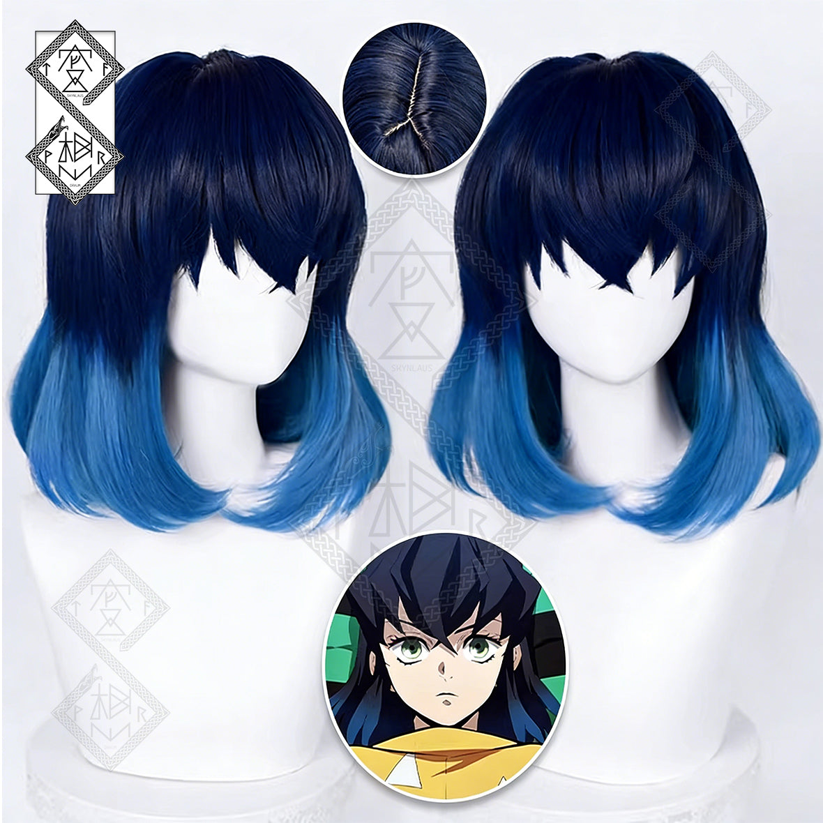 Demon Slayer Inosuke Hashibira Cosplay Wig – Realistic Mixed Color Gradient Hair | Anime Costume Wig for Halloween & Cosplay