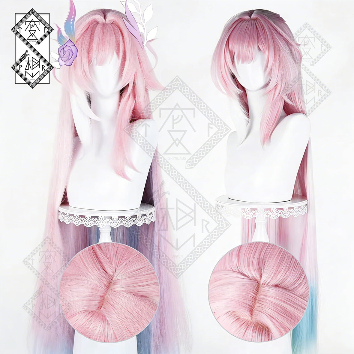 Honkai: Star Rail Cyrene Cosplay Wig – Mixed Color Fluffy Anime Hair Wig(Ver.1 Two-Tone)