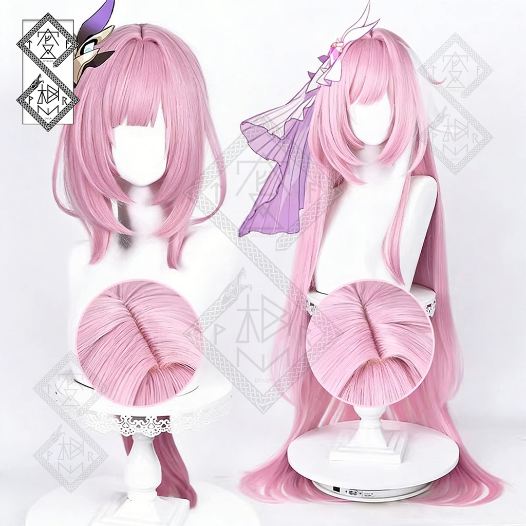 Elysia Herrscher of Human Ego Cosplay Wig – Honkai Impact 3rd Pink Anime Wig Heat Resistant Realistic Hair(Ver.1 Tied Style, 80cm + Hair Bundles)