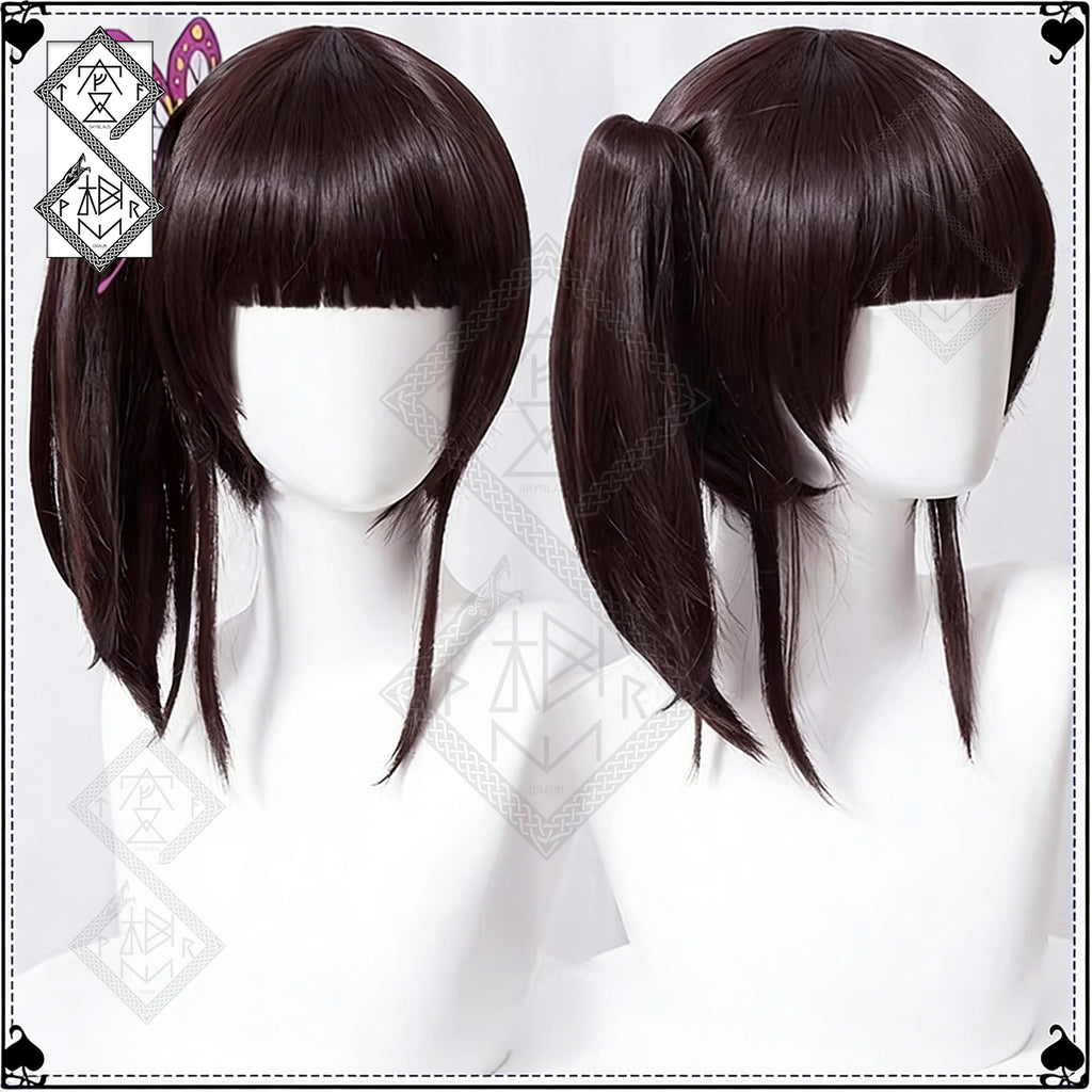 Kanao Tsuyuri Cosplay Wig – Demon Slayer Brown Black Ponytail Anime Wig Heat Resistant Synthetic Hair(Ver.1)