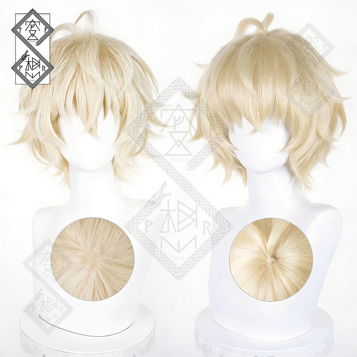Seraph of the End Mikaela Hyakuya Cosplay Wig – Light Blonde Flipped Anime Hair, 2 Versions(Ver.1 Fluffy Top)