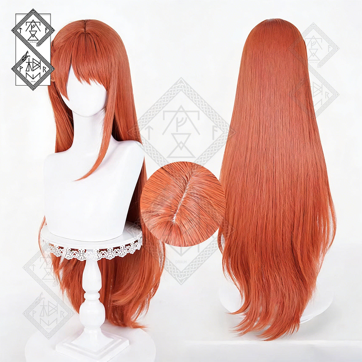 Gintama Kagura Cosplay Wig – Long & Short Styles, Orange-Red, Realistic(Ver.3)