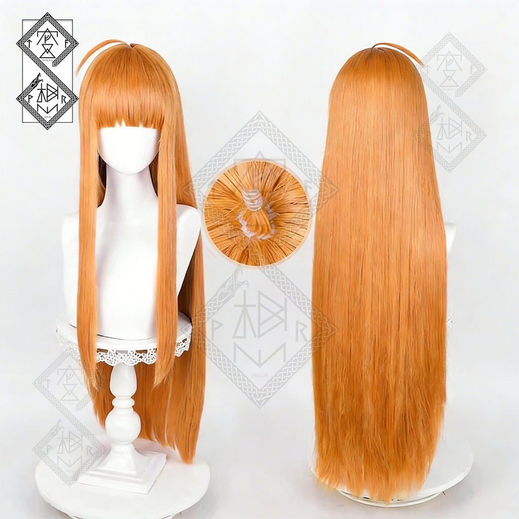 Persona 5 Futaba Sakura Cosplay Wig – Long Orange Hair, Heat Resistant
