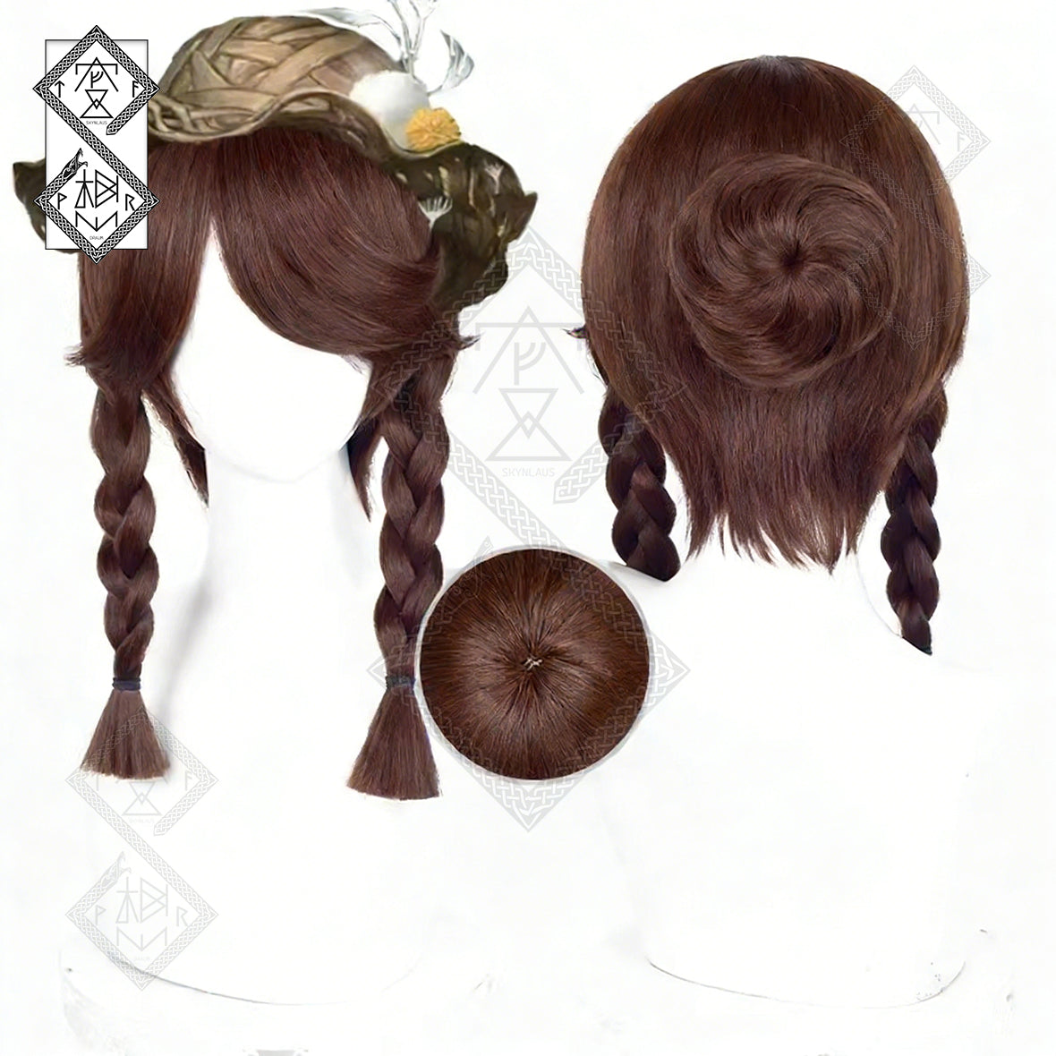 Identity V Gardener Cosplay Wig – Brown Side Braids, Heat Resistant