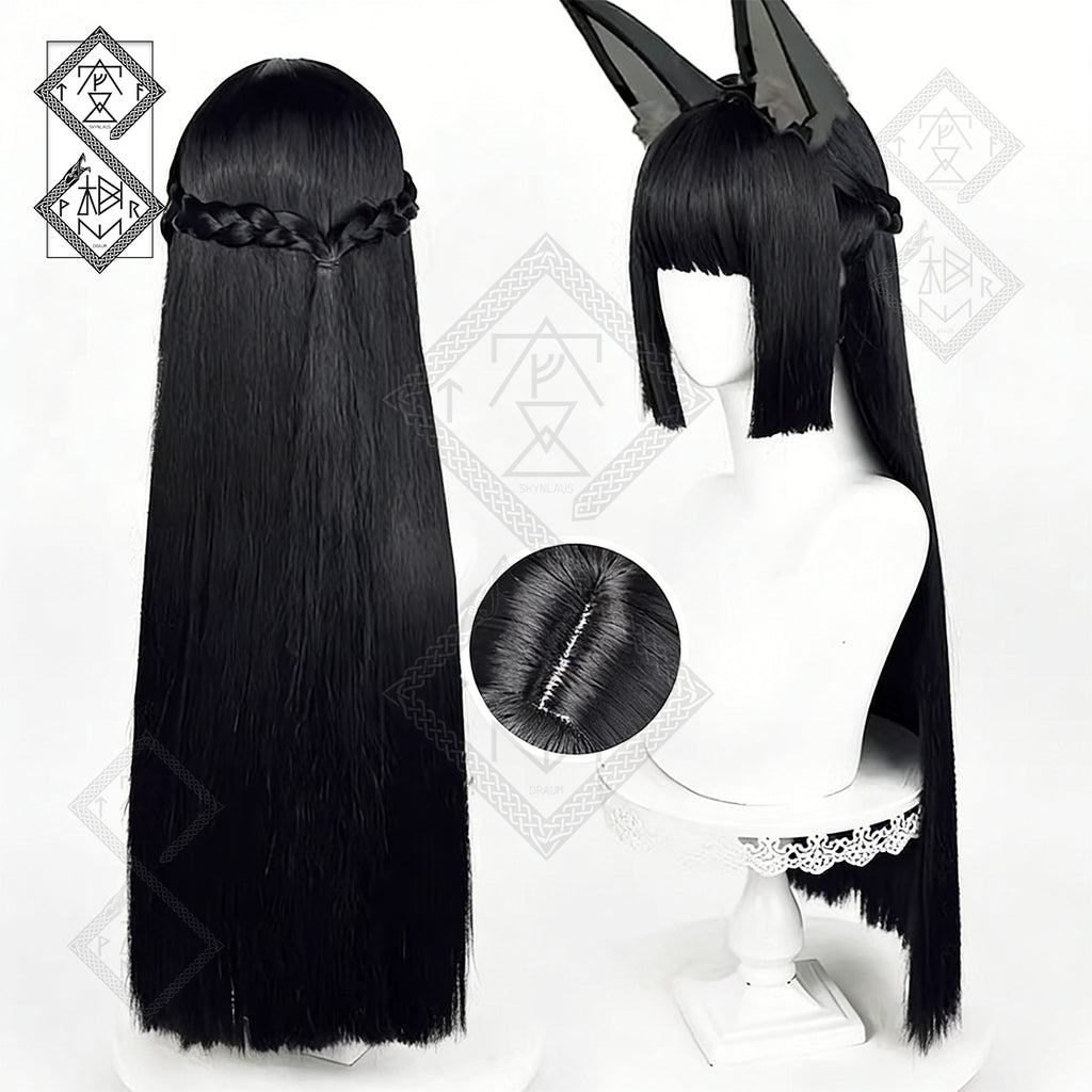 Zenless Zone Zero Hoshimiya Cosplay Wig – Long Black Braided Hair, Realistic