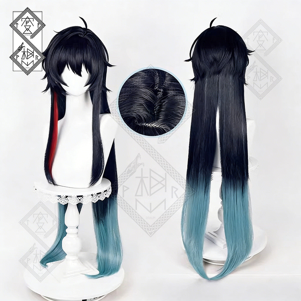 Honkai: Star Rail Dan Heng Imbibitor Lunae Cosplay Wig – T-Gradient Color Synthetic Wig with Realistic Scalp, Heat Resistant Anime Wig
