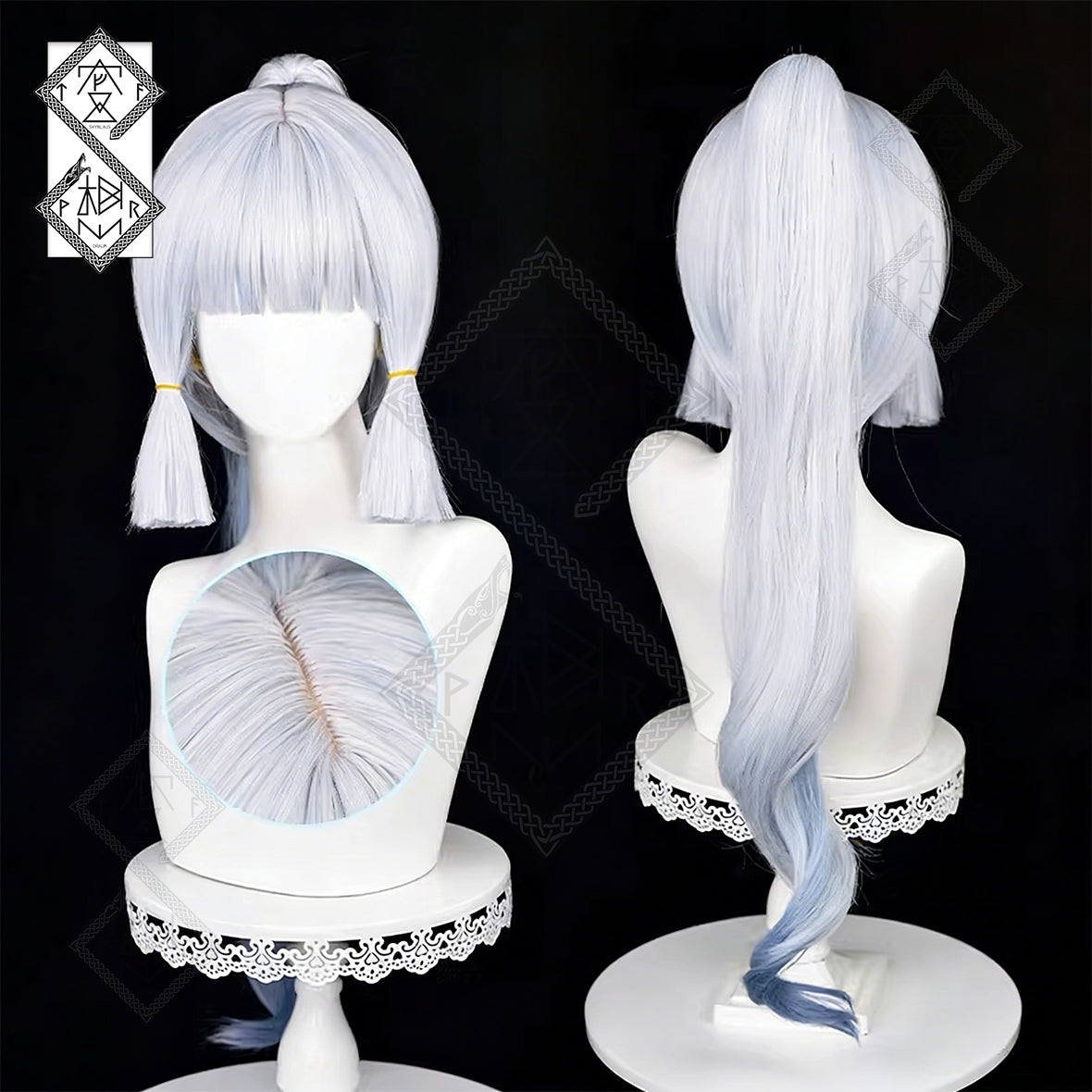 Kamisato Ayaka Cosplay Wig Genshin Impact – Ponytail Base Wig with Hair Clip Heat Resistant Anime Wig(Short Hair Base Wig Ver.1)