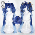 Genshin Impact Iuno Cosplay Wig - Twin Tails with Tiger-Claw Clips, Heat Resistant Synthetic Hair