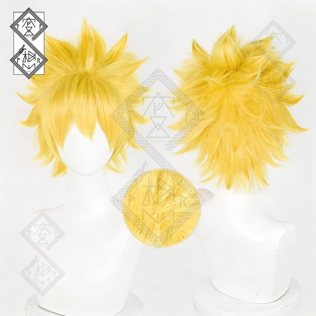 Naruto Uzumaki Cosplay Wig - Spiky Short Hair, Flipped Up Style, Heat Resistant