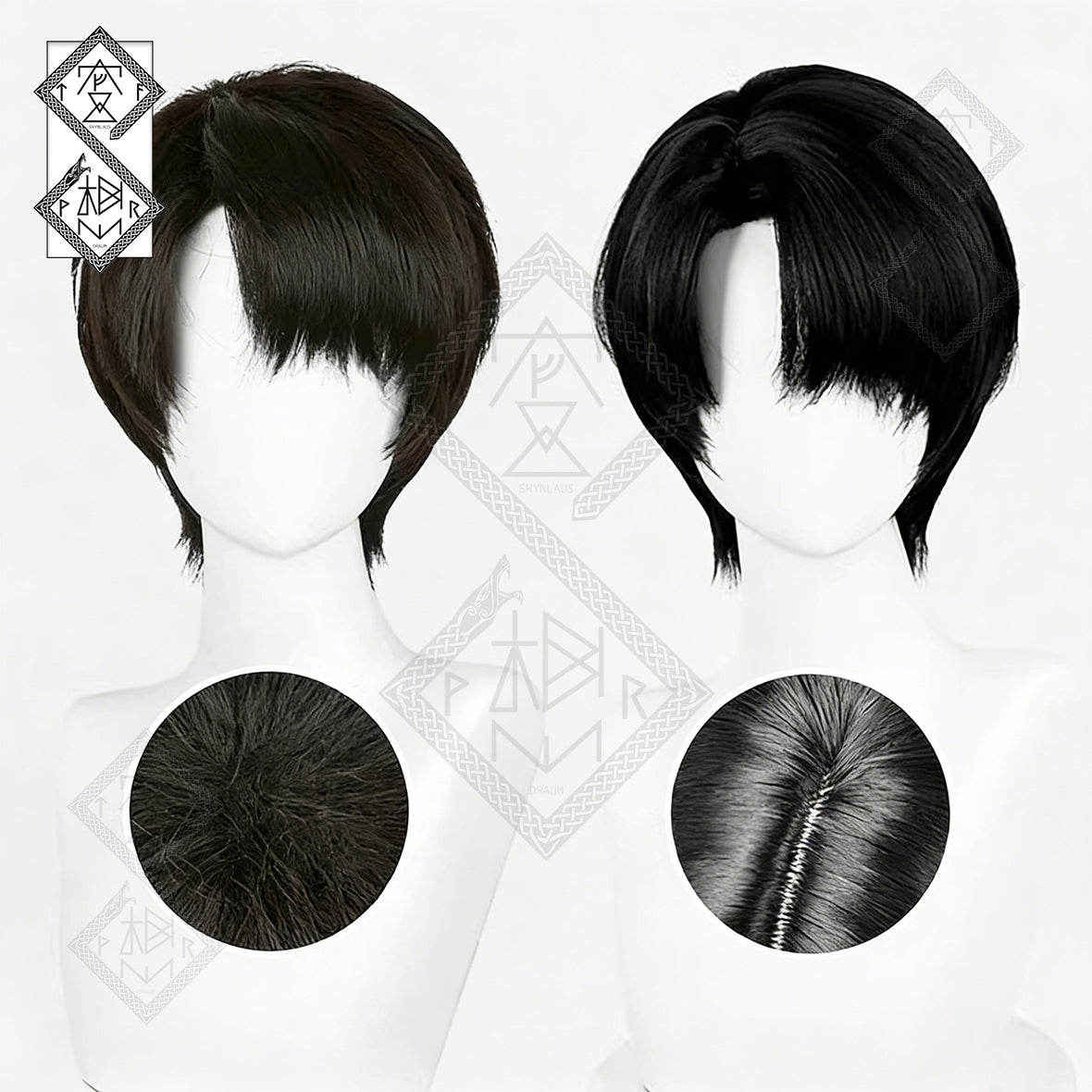 Attack on Titan Levi Ackerman Cosplay Wig - Spiked Top, Natural Black-Brown Hair, Heat Resistant(Spiked Top ver.1)