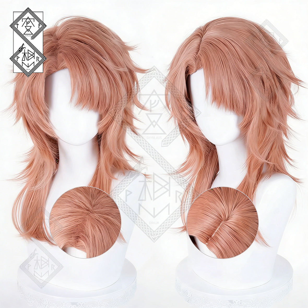 Demon Slayer Sabito Cosplay Wig - Orange-Pink Layered Spiky Short Hair, 3 Styles(Basic Ver.1)