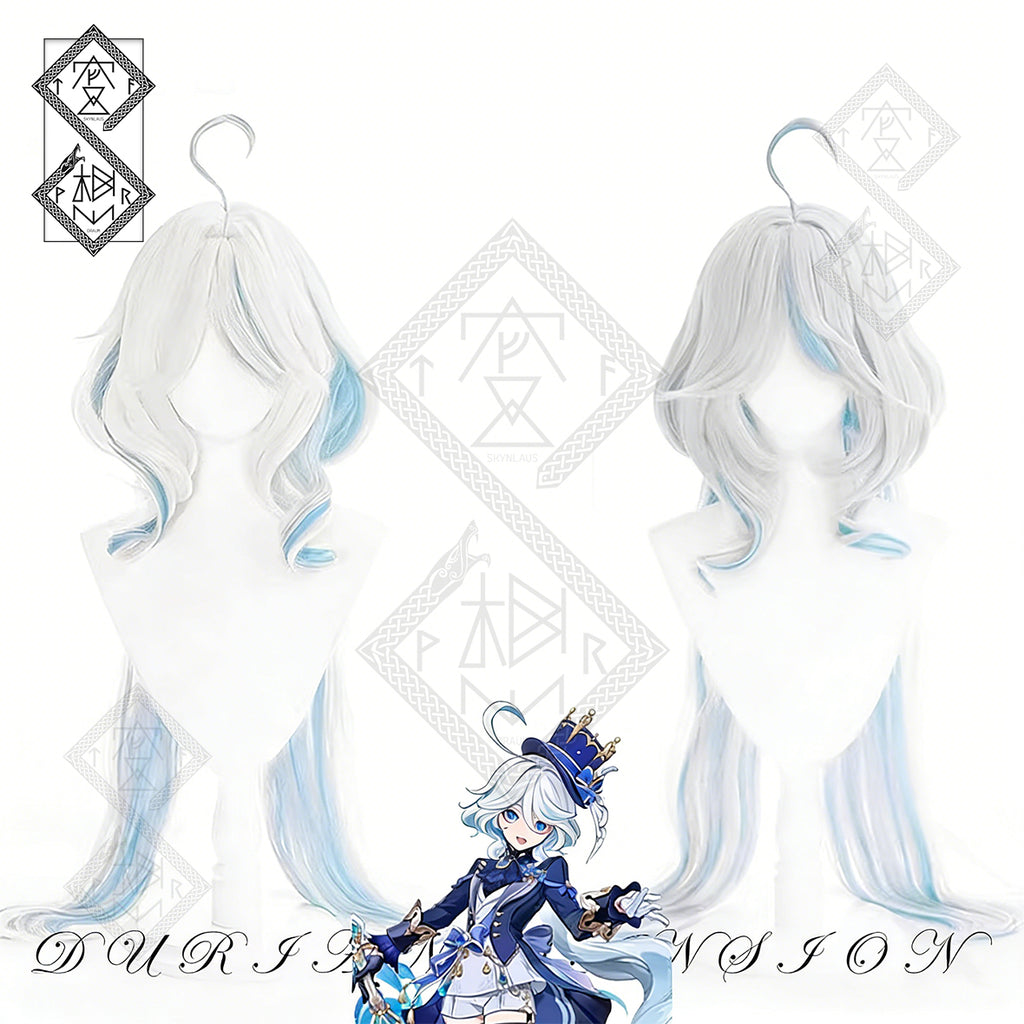 Genshin Impact Furina Cosplay Wig Focalors Hydro Archon Long Blue Gradient Hair Heat Resistant Costume Wig(Style 1 White Wig)