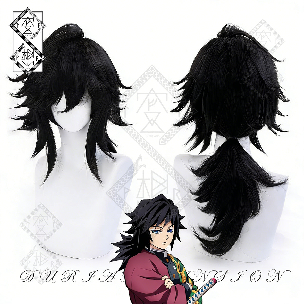 Demon Slayer Giyu Tomioka Cosplay Wig | Short Black Blue Anime Wig | Heat Resistant Synthetic Hair