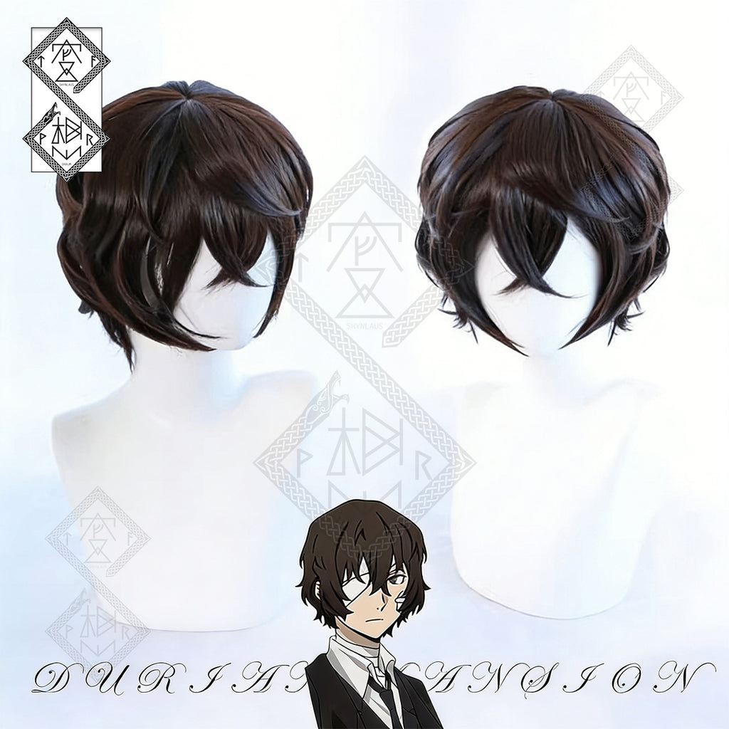 Bungo Stray Dogs Osamu Dazai Cosplay Wig | Short Brown Anime Wig | Heat Resistant Synthetic Hair